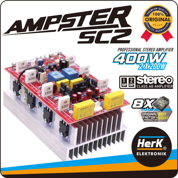 KIT POWER AMPLIFIER STEREO AKTIF AMPSTER SC2 SC-2 2X200W 400WATT HERK ...