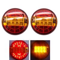 2Pcs Car LED Headlight Tail Light Rear Brake Lamps Turn Signal Lamp Round Lamps For Car Lorry Truck Van Trailer Waterproof IP65