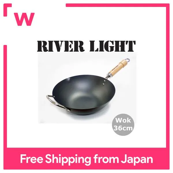 [RIVERLIGHT KIWAME PREMIUM] Cast Iron Wok 36cm Made in Japan / Frying Pan, Chinese Wok / All