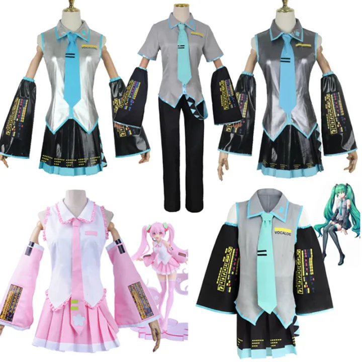 Anime Hatsune Miku Cosplay Wig Costume Japan Midi Dress High Quality ...