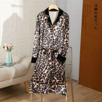 Autumn New Velour Robe Women Bathrobe Leopard Kimono Gown Loose Sleepwear Intimate Lingerie Soft Velvet Home Clothes Nightgown