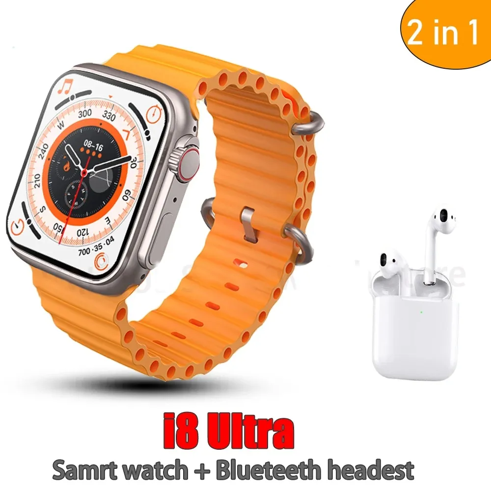 Montre intelligente Ultra 8 MAX avec Écouteurs Bluetooth TWS 2ém Génération 2 en 1 Smart Watch + AirPods, Ensemble Sportif, Écran de 2 Pouces -0