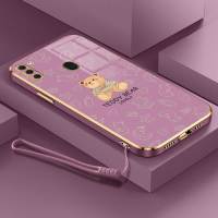 เคส Samsung A11 M11 Samsung สุดหรูเคสโทรศัพท์ปกป้องกล้องหมีเท็ดดี้เคสขอบซิลิโคนนิ่มพร้อมฟรีสายคล้อง