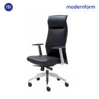 Modernform เก้าอี้ผู้บริหารพนักพิงสูง รุ่น Ivention โครงเหล็กชุบโครเมียม หุ้มหนังเเท้สุดหรู ระบบโยกเอนแบบซิงโครไนซ์