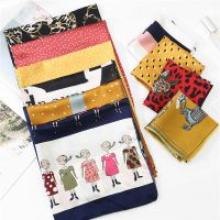 50*50cm Satin Silk Scarf Fashion Women Neck Scarf Print Square Flight Attendants Handkerchief Rings Lady Hair Scarf