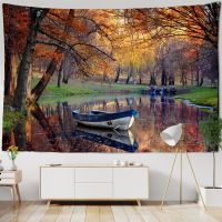 Seaside Scenery Tapestry Cruise Ship Wall Hanging Forest  Bohemian Art Bedroom Home Decor Background Cloth