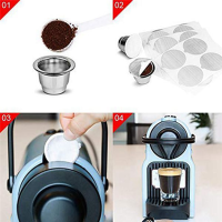 10ฝัก100แมวน้ำเหล็กสแตนเลสสำหรับ Nespresso Capsulas เติมได้เนสเปรซโซ่กาแฟแบบแคปซูลฝักนำมาใช้ใหม่ (B)