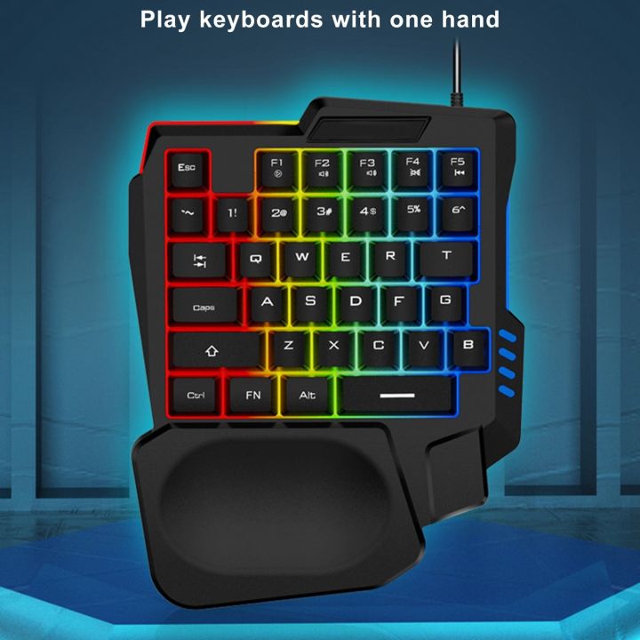 Gaming Keypad Single Handed RGB 35 Keys Small with Wrist Rest for