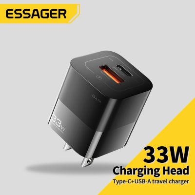 ❍♙☑ Essager 33W GaN ที่ชาร์จเร็ว USB Type C สําหรับ Samsung iP13 PD Mini Travel Wall Charger