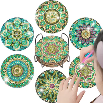 8Pcs Diamond Art Coasters Kit With Holder DIY Colorful Diamond