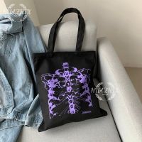 【jw】❄♛☾  Abstract Gothic Print Canvas Anime Shopper Shoulder Street Tote