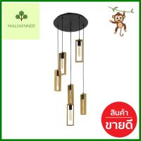 ไฟช่อ EGLO LITTLETON 49549 สีดำ/ลายไม้ 6 หัวCLUSTER PENDANT LAMP EGLO LITTLETON 49549 BLACK/WOOD 6-LIGHT **ราคาดีที่สุด**