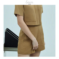 Shaka Leisure SS21 Wrinkle Twill High Waist Shorts - PN-L210605 กางเกงเอวสูงขาสั้น ทรงขาตรง ใส่ซิปซ่อนด้านหลัง