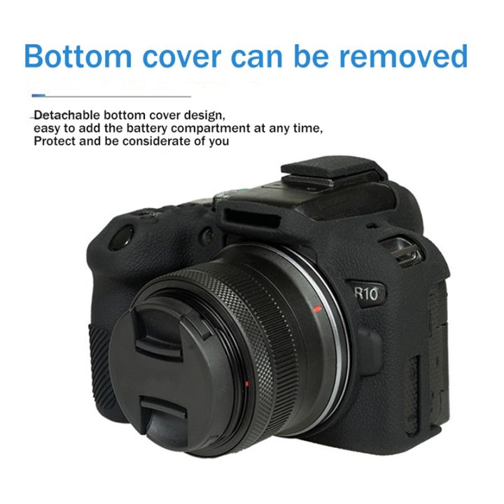 camera-protective-case-lychee-pattern-silicone-case-suitable-for-canon-eos-r10-half-frame-r10-mirrorless-camera-black