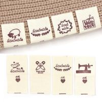 50Pcs Handmade With Love Label Cloth Tags For Knitted Hats Handmade Labels Sheep Heart Wreath Scissors Pattern Sew Accessories Stickers Labels