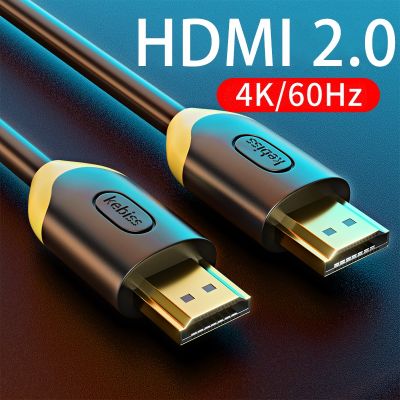 2 Buah Kabel Sesuai dengan HDMI 2.0 Kabel Video 3D 4K Berlapis Emas untuk Kotak TV HD Kabel Pemisah PS4 Kabel Display Laptop Komputer