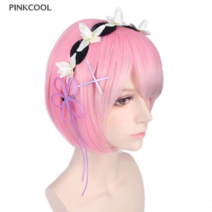 pinkcool-วิกผมคอสเพลย์-hajimeru-isekai-seikatsu-rem-ram-twins-สีฟ้า-สีชมพู-สําหรับปาร์ตี้