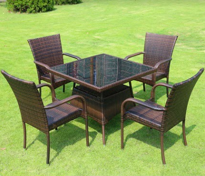 1 Table 90cm And 4 Chairs Outdoor Set Combination DARK BROWN Square ...