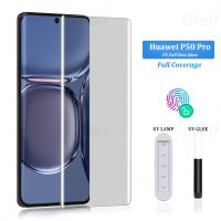 UV Screen Protector For Huawei P50 Pro Tempered Glass Film Full Screen Glue For P30 P40 Pro Plus Full Cover UV Glass