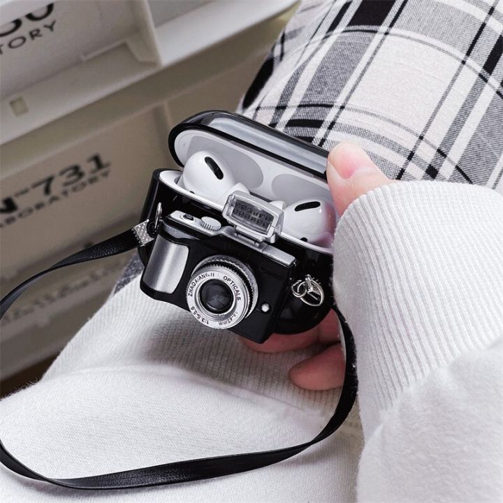 cute-led-flash-camera-earphone-case-with-strap-for-apple-airpods-pro-2-1-3rd-generation-2022-luxury-funda-black-headphone-cover-headphones-accessories