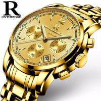 นาฬิกาผู้ชายแบรนด์ดังรุ่นใหม่ ONTHEEDGE นาฬิกาควอตซ์โลหะกันน้ำไม่ขึ้นสนิมนาฬิกาข้อมือแบบสบายๆปฏิทิน Relogio Masculino