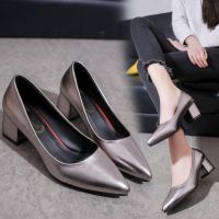 [COD] 2018 spring new Korean version pointed toe shallow mouth womens shoes high heels medium heel thick all-match single wholesale