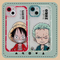 Soft Case สำหรับ IPhone 11 12 13 14 Pro Max 7 8 Plus XR XS Max ปลอกการ์ตูนน่ารักหมวกฟาง Captain Luffy Zoro ปกหลัง TPU กันกระแทกเคสโทรศัพท์