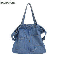 Denim Slouch Bag for Women Casual Jean Faric Boho Bag Lady Korean Style Fashion Handbag Female Soft Leisure Top-handle Bag