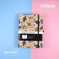 B6 Bullet Dotted Journal  Vintage Flowers  160gsm Thick Paper  Elastic Band  Back Pocket  Hard Cover Notebook Note Books Pads