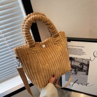 ▫▨✙ Fashion Corduroy Women 39;s Bag 2022 Trend New Handbags Niche Versatile Bucket Shoulder Bags Female Nylon Button Crossbody Bags