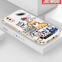 JIUMOO เคสปลอกสำหรับ Samsung กาแล็คซี่ A01การ์ตูนน่ารักลูกสุนัขลวดลายดีไซน์ใหม่เคสโทรศัพท์ซิลิโคนชุบฝาปิดเลนส์เต็มกล้องกล่องกันกระแทก Softcase