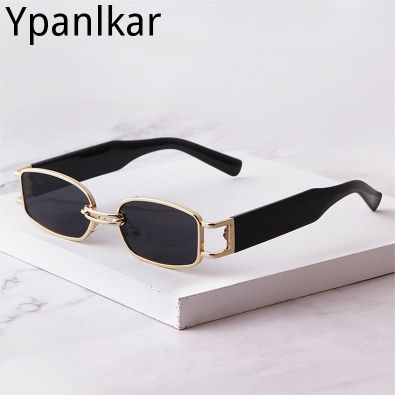 Unisex Rectangular Hip Hop Sunglasses Vintage Metal Square Luxury Sun Glasses Men Women Rectangle Uv400 Driver Goggles Eyewear