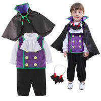 4PCs Baby Boy Vampireชุดเอี๊ยมคอสเพลย์ฮาโลวีนเครื่องแต่งกายทารกค้างคาวRomper