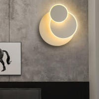 Round LED Wall Lamp Modern Touch Switch Three Layers Wall Light for Living Bedroom Decoration Black White Wall Sconce Lighting