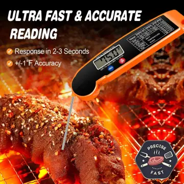 1pc Foldable Waterproof Digital Food Thermometer With Probe, Used In Cooking  Food, Candy, Barbecue Grill, Liquid And Beef