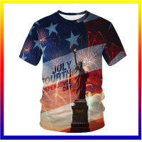 USA Flag T-shirt USA Hulyo 4 เสื้อยืดพิมพ์ 3 มิติด้านบนผู้ชายผู้หญิงแฟชั่นสบาย ๆ O คอเสื้อยืดเด็กผู้ชายและหญิงเสื้อผ้า Camiseta XS-5XL