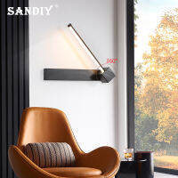 SANDIY Nordic โคมไฟติดผนัง Minimalist โคมไฟข้างเตียงหมุนได้สําหรับทางเดินทางเดินบันไดโคมไฟห้องนอนสร้างสรรค์