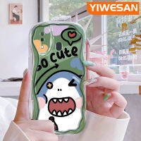 YIWESAN เคสปลอกสำหรับ Samsung กาแลคซี A31 A32 A20 A30ลายการ์ตูนน่ารักลายฉลามกรอบนิ่มเคสโทรศัพท์โปร่งใสเนื้อครีมนิ่มใหม่ปลอกซิลิโคนกันกระแทกป้องกันเลนส์กล้องเคสใส