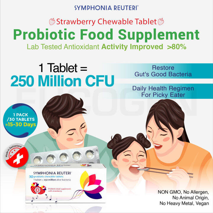 5x Probiotic Supplement 30s Chewable Tablets. For Picky Eater on