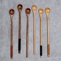 Spoons with Handle Stirring Mixing Dessert Honey Soup Tableware Utensil Supplies