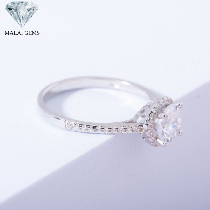 malai-gems-แหวนเพชร-แหวน-halo-เงินแท้-925-เคลือบทองคำขาว-ประดับเพชรสวิส-cz-รุ่น-151-rn056-แถมกล่อง-แหวนเงินแท้-แหวนเงิน-แหวน
