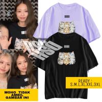 คอลูกเรือเสื้อยืดคอกลมเสื้อยืด พิมพ์ลายแมว Jennie blackpink สไตล์เกาหลี สําหรับเด็ก 3 ชิ้นผ้าฝ้ายแท้