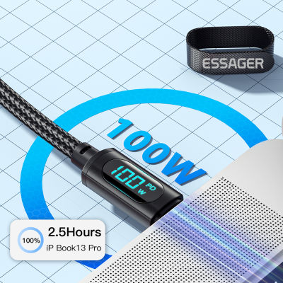 Essager 3ชิ้น PD 100วัตต์ USB Type C เพื่อ USB C เคเบิ้ลแสดง5A อย่างรวดเร็วชาร์จ USB C สายข้อมูลสำหรับหัวเว่ยซัมซุง Poco F3แล็ปท็อป