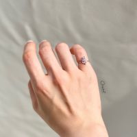 Tiny pop olive leaf ring. (แหวนข้อ/นิ้วก้อย งานชุบทองคำขาว เพชร CZ)