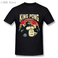 Funny King Ping Pong Tshirt Mens Short Sleeved Cotton Tee Shirts Crew Neck Table Tennis Paddle Tshirts Gift