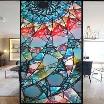 Stained Glass Window Film Sunblock Stickers,european Church Mosaic