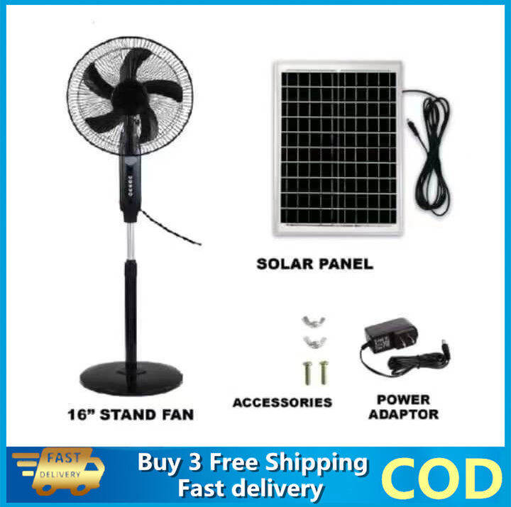 16 Inch 12v Dc Standing Solar Powered Outdoor Rechargeable Solar Electric Fan With Solar Panel 7636