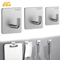 【YF】 Self Adhesive Wall Hooks Stainless Steel Hanger Strong Load-bearing Viscose Hanging Clothes Trunk Kitchen Hook