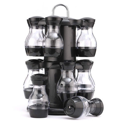 Kitchen Spice Rack Condiment Set Rotating Spice Jar Rack Condiment Bottle Coffee Sugar Seal Jar Container Rack Kitchen Organizer