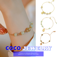 COCOJEWELRY สร้อยข้อมือไข่มุกแฟชั่นเกาหลีสำหรับผู้หญิงดีไซน์แบบย้อนยุคสไตล์อินสตาแกรมสีธรรมชาติอุปกรณ์เสริมสำหรับลมเย็นประดับมุก